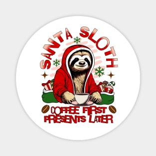 Santa sloth sipping coffee Magnet